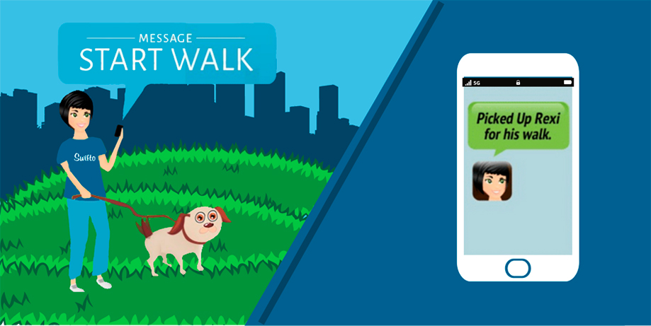 icon of a swifto dog walker starting a walk